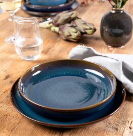 Crafted Denim borden-set, 4 dlg, voor 2 personen, blauw