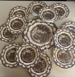 Taartset Staffordshire Underglaze