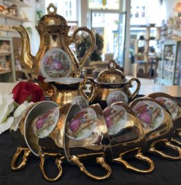 Mocca  koffie thee set Goud 6 personen